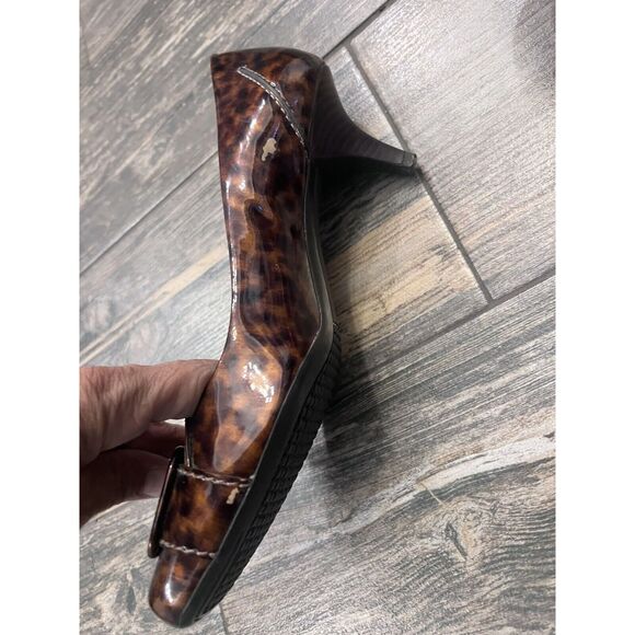 Cole Haan Womens Leopard Patent Leather Square Toe Heel - Size 8B Flaws - Picture 3 of 9